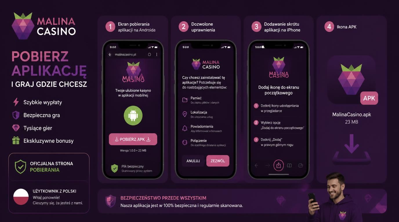 ekran instalacji APK i pobierania aplikacji kasyna mobilnego z oficjalnej strony Polski